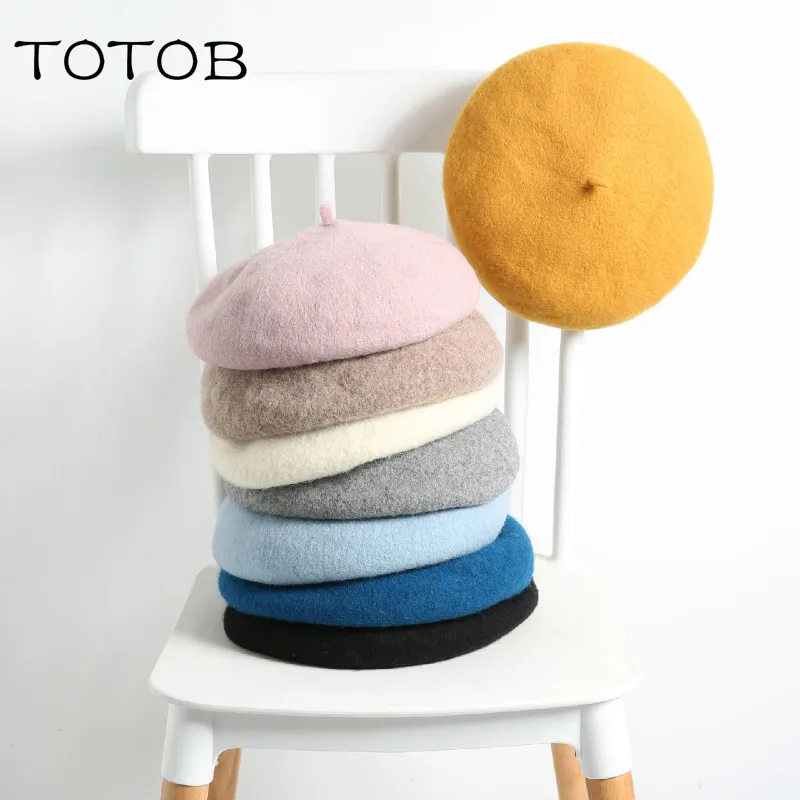 

Autumn and winter 14 colors wild wool beret Korean version of the female tide British Bere painter hat outdoor plus velvet beret