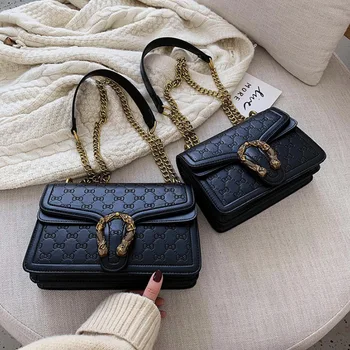

famous brand women handbags 2020 tide fashion wild simple tassel chain small square bag black lady Messenger shoulder bag