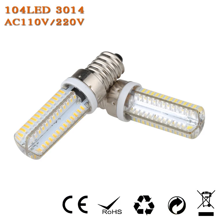 50 шт./лот E14 E12 104 LED 3014 SMD дополнительная яркость 110 В 220 белая/теплая белая