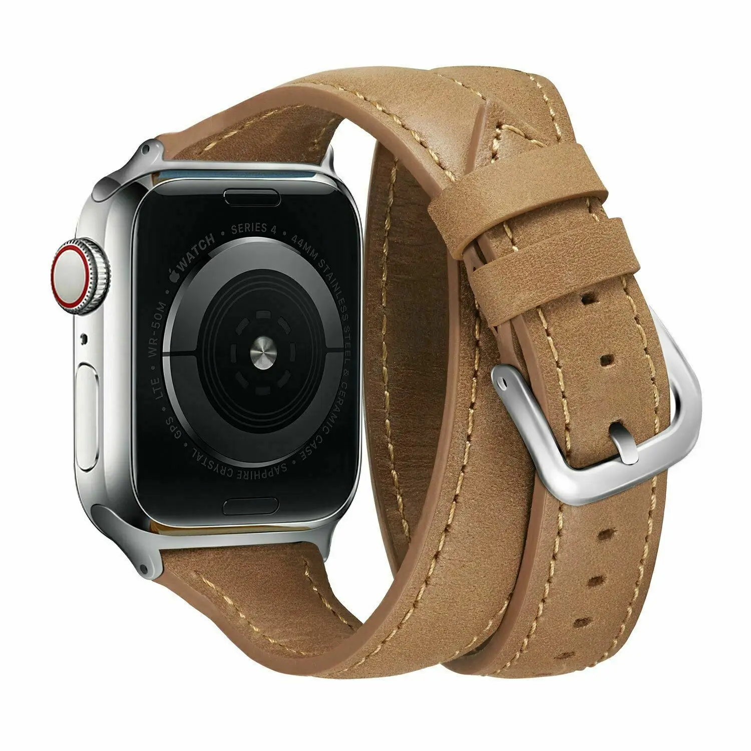 Коричневый Для Apple Watch Double Tour Band Series 1 2 3 4 5 тонкий ремешок из натуральной кожи браслет для 38 мм 40 мм 42 мм 44 мм iWatch браслет - Цвет ремешка: Коричневый