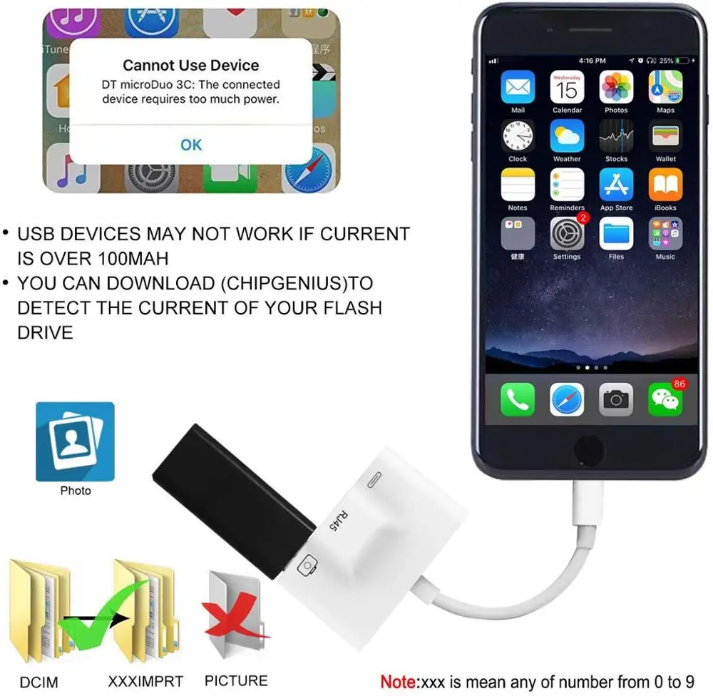 Адаптер Lightning для RJ45 Ethernet LAN проводной сети для iPhone/iPad все серии с зарядкой и USB 3 камера ридер порт