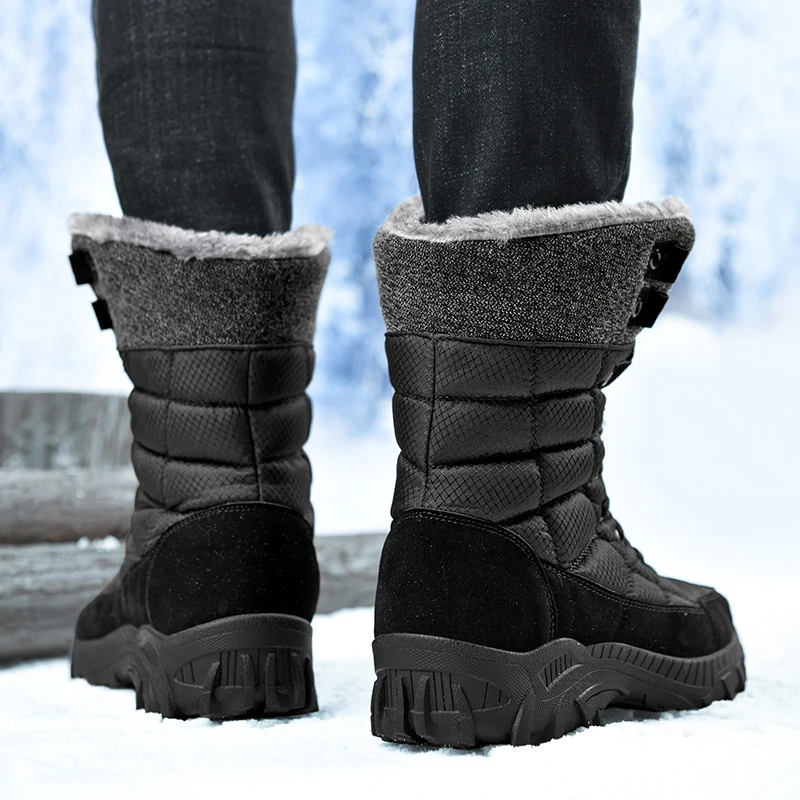 Men Winter Snow Boots Waterproof Leather High Top