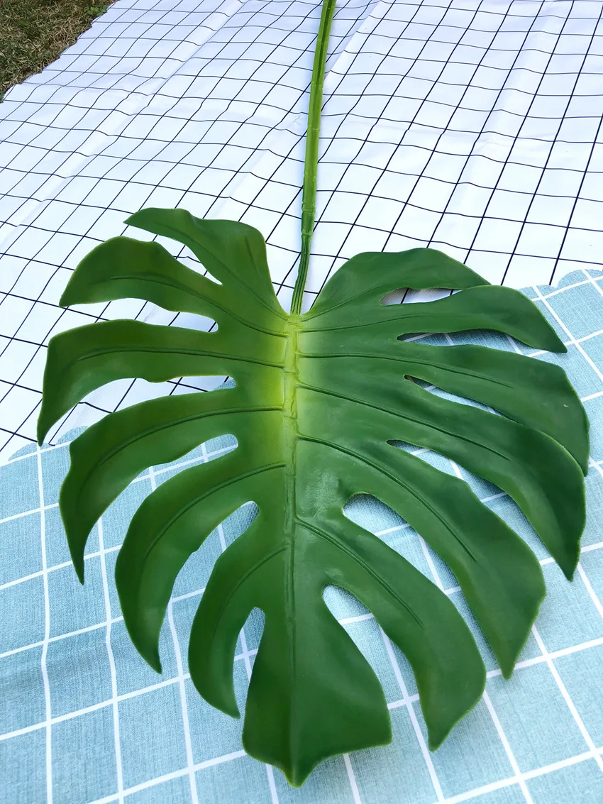 Искусственный Monstera ветка Пальма папоротник черепаха лист 70 см длинный мягкий клей искусственная листва листья для украшения дома Пальмовые Листья