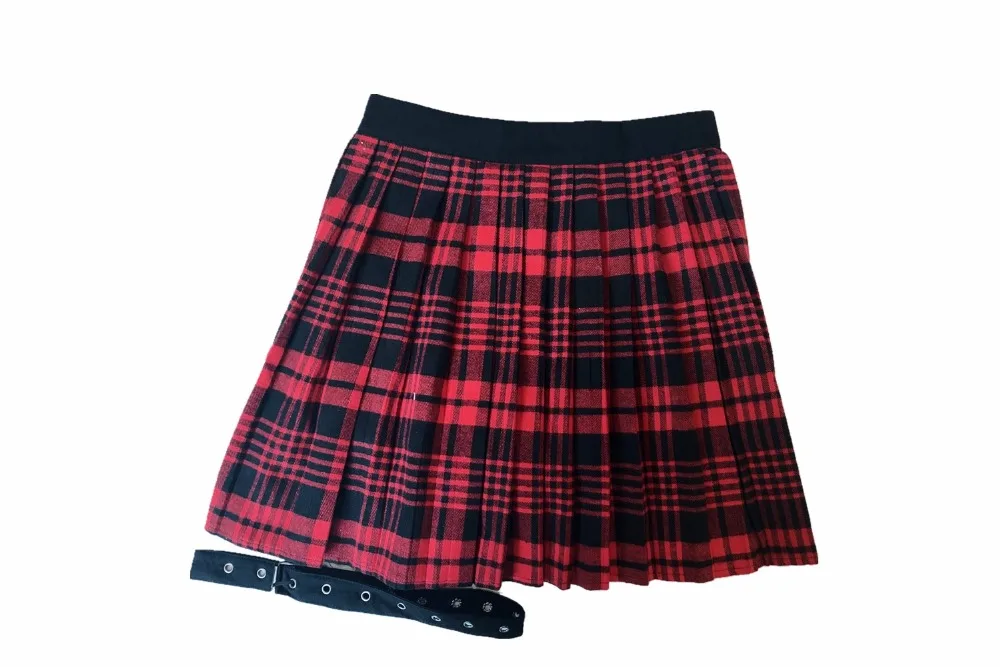 Ruibbit, новинка, женские черные, красные юбки с карманами, Япония, Harajuku, жесткая, для девушек, винтажная, в клетку, нестандартная, плиссированная, модная, мини-юбка