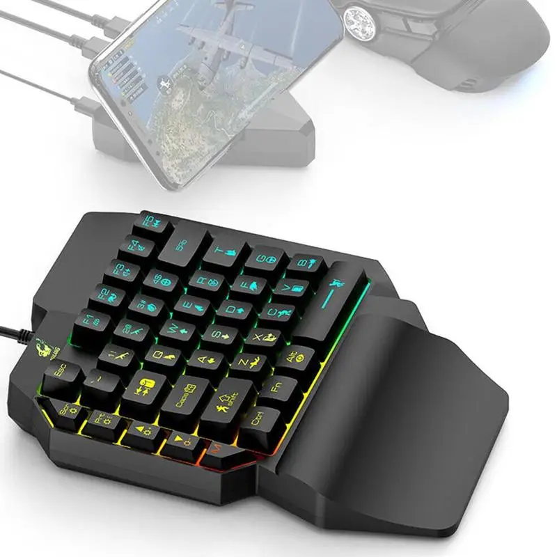  Wired Gaming Keypad Single-hand Colorful Backlight Mechanical 39Keys Glowing Keyboard For PUBG Game