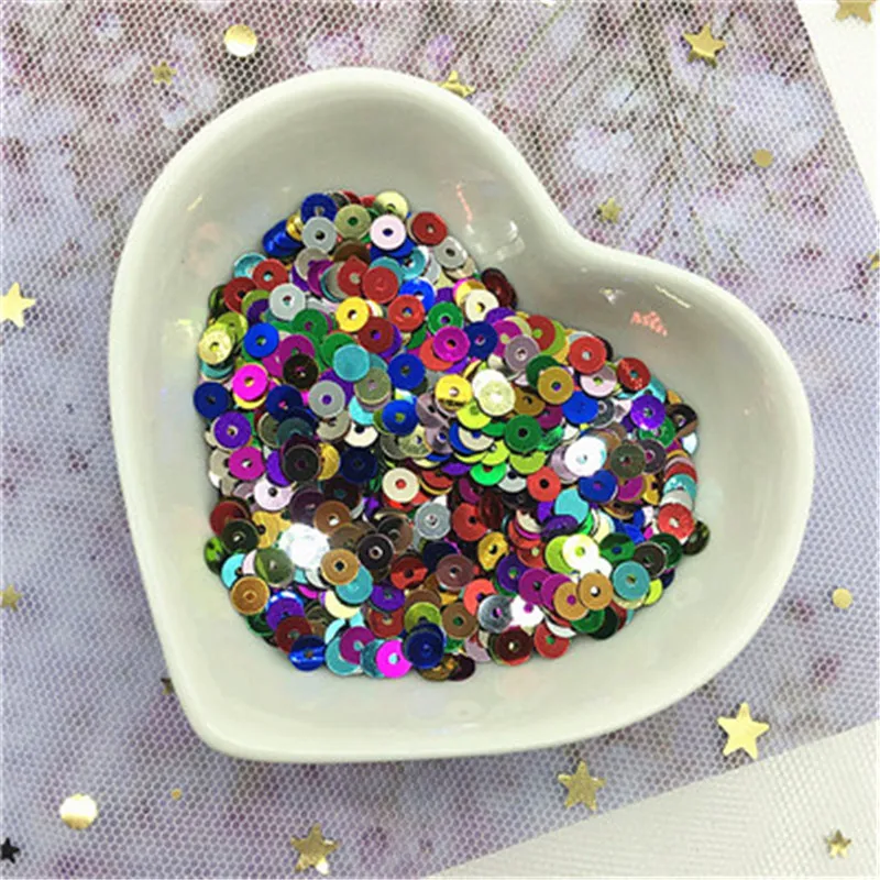 750Pcs 6mm Sequin Flat Round Loose Sequins Paillettes Sewing Wedding Craft Women Garments DIY Accessories