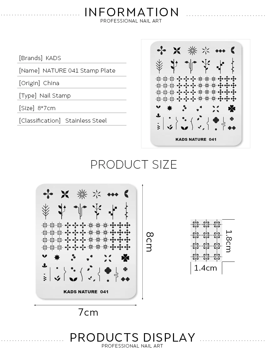 KADS Nail Stamping Plates Nature 041 Geometric Flower Pattern Nail Image Template Manicure Stencil For Nail Polish Printer Tools