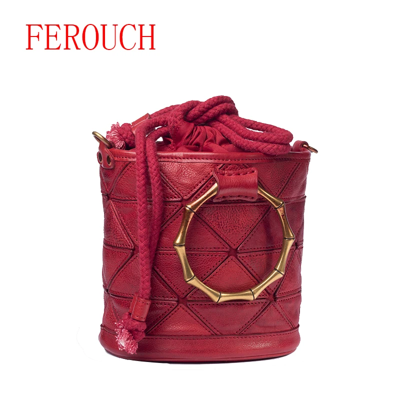 FEROUCH Vrouwen Tas Echt Leer Mode Schouderriem Emmer Zakken Merk Koe Lederen Crossbody Messenger vrouwen Handtassen FEROUCH Vrouwen Tas Echt Leer Mode Schouderriem Emmer Zakken Merk Koe Lederen Crossbody Messenger vrouwen Handtassen