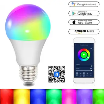 

Dimmable 10W E27 B22 E26 E14 G10 WiFi Smart Light Bulb LED Lamp App Operate Support Alexa Google Assistant Voice Control