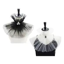 Винтажный сетчатый воротник-стойка Искусственный горный хрусталь морщинистый галстук для шеи