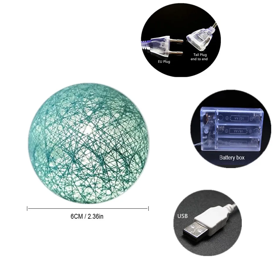 20 ватных шаров 3 м гирлянды USB светодиодный фонарь для спальни дома комнаты украшения на батарейках лампы для дома Рождественская гирлянда