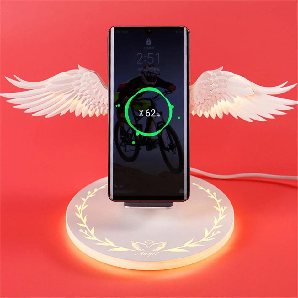 10 Вт Qi Беспроводное зарядное устройство Angel Wing Magic Quick Charging Pad для iPhone x xs max 8 samsung s10 9 huawei p30 pro Mi 9 быстрое зарядное устройство