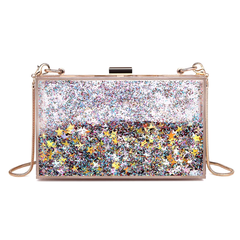Women's Acrylic Evening Bag Glitter Clutch Purse Transparent