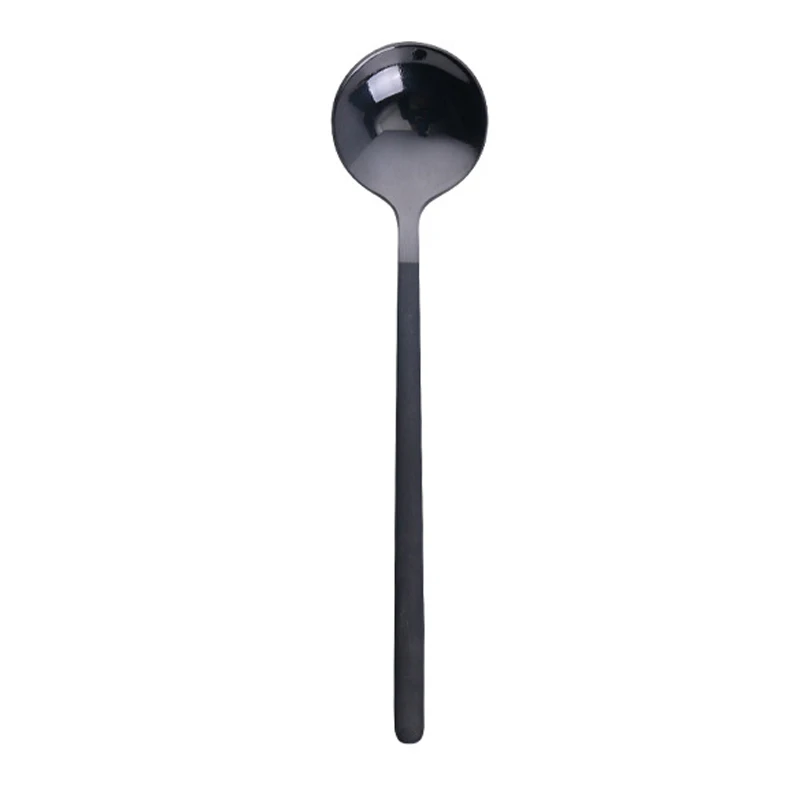 Black 1 шт./компл. Кофе Совок 304 Нержавеющая сталь Кофе ложки с длинной ручкой десерт набор чайных ложек Кухня аксессуары - Цвет: Black