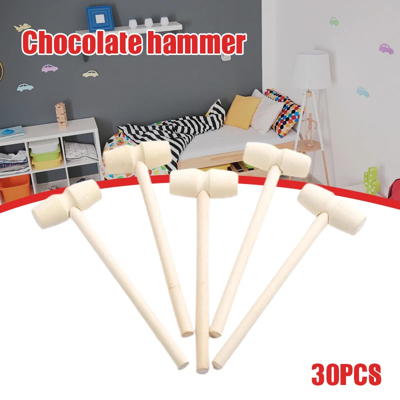 

Mini Wooden Hammers Toys for Kids, Beating Blocks, Leather Crafts, Crackers, Wood Craft Tools, 30Pcs Set