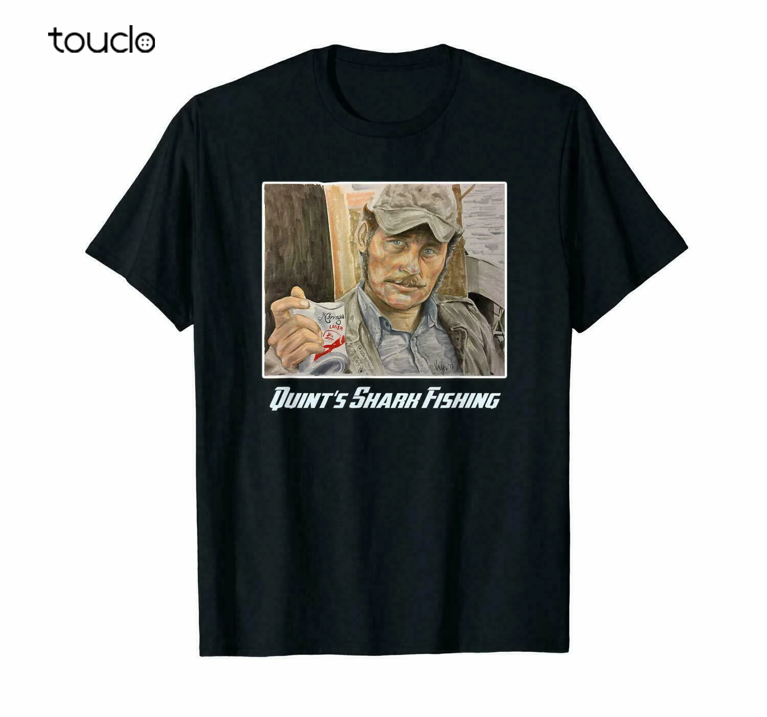 Quint's Shark Fishing Jaws Funny Black 