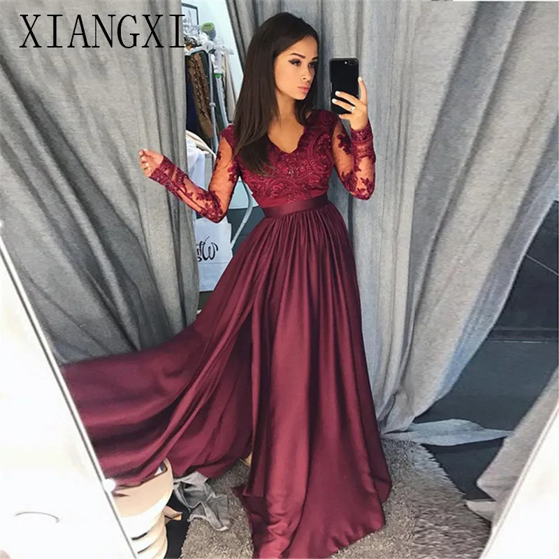 2020 Burgundy Prom dresses Long with 