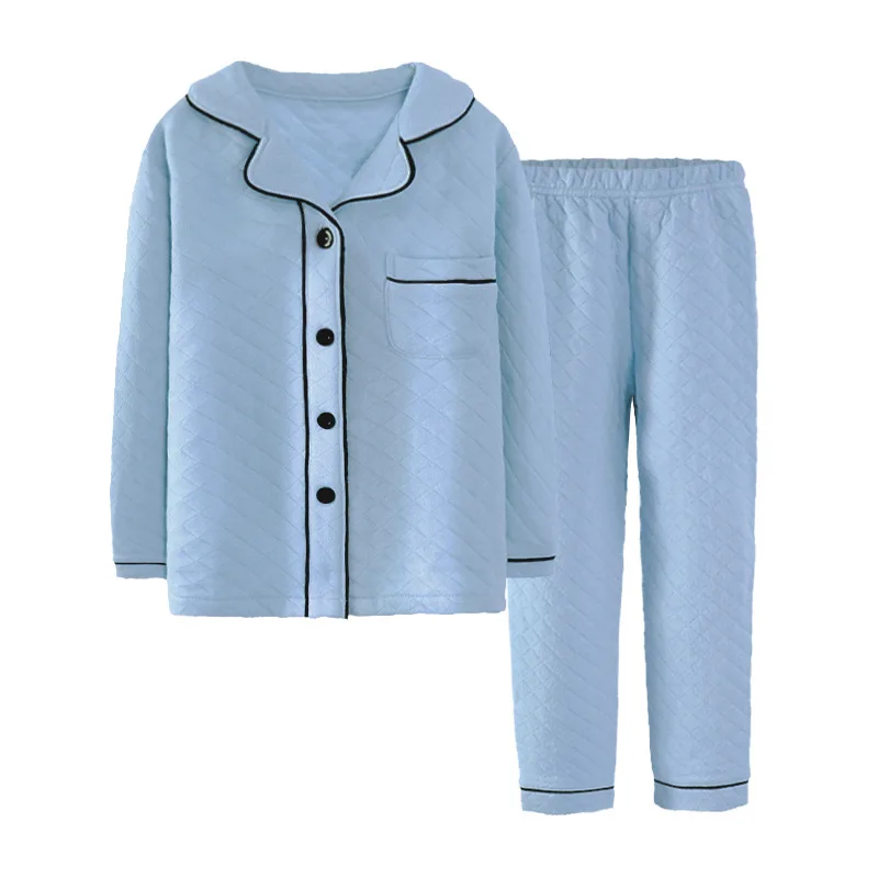 Hot Toddler Boy Pajamas Sets Cotton Children's Pajamas Suit Casual Kids Christmas Pyjamas Set Baby Sleepwear Girls Home Clothing - Color: Blue