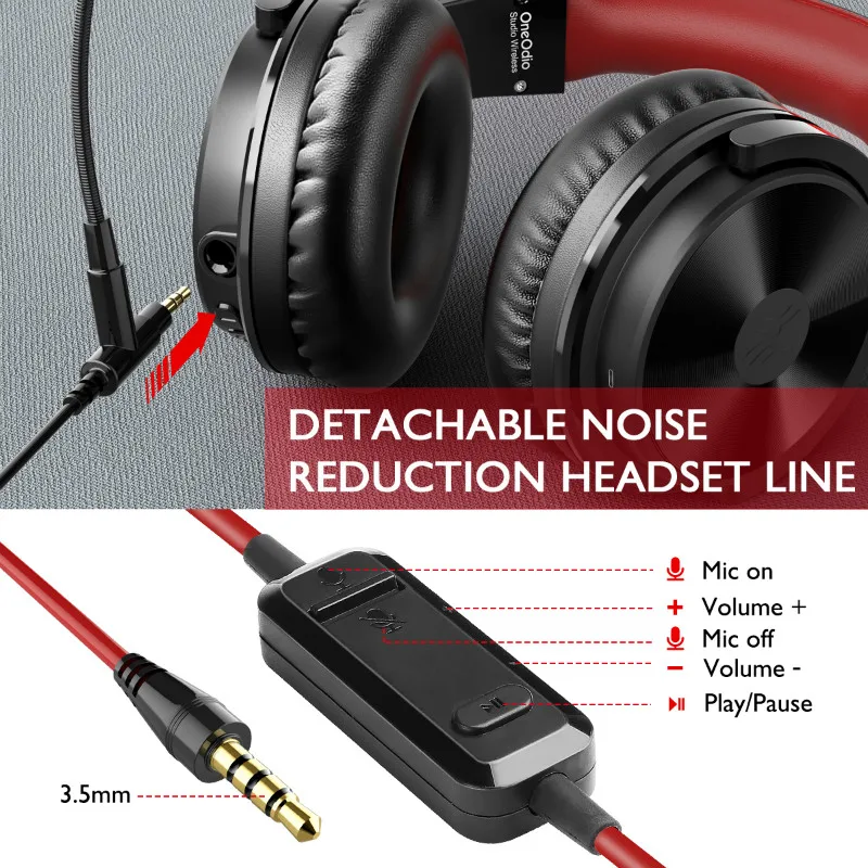 Oneodio 80h Wireless Bluetooth 5.0 Headset Wired Gaming Headphones With Microphone For PC PS4 Call Center Office Skype Headphone
