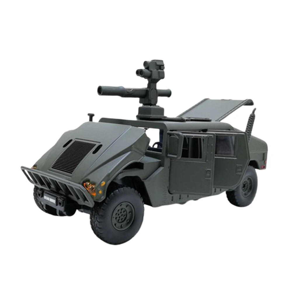 1:32 Scale Military Truck Toy Alloy Diecast Car Model Pull Back with Sound Light Collectional Home Desk Decoration