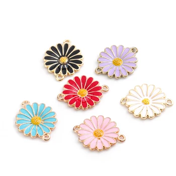 

10pcs Chrysanthemums Sunflower Pendant Enamel Charms Drop Oil Charms Pendant For DIY Jewelry Making Finding Accessories Wholesal