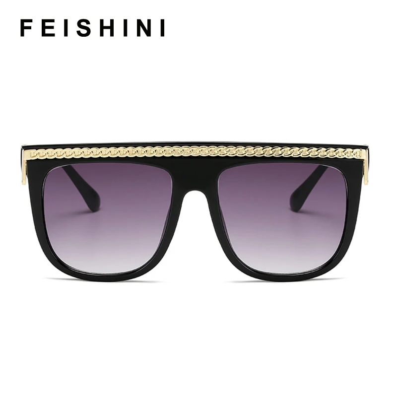 Feshini,, Италия, роскошный бренд, негабаритных размеров, квадратные солнцезащитные очки для женщин, уф400, Ретро стиль, цепь, солнцезащитные очки для женщин, трендовые, большие очки