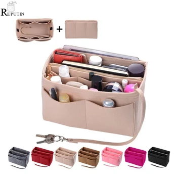

New Popular Women's Makeup Organizer Felt Cloth Insert Bag Multi-functional Travel Cosmetic Bag Girl Storage Toiletry Liner Bags