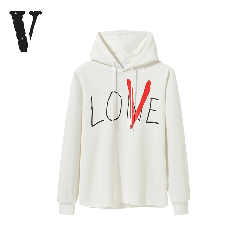 New Vlone Hoodies Sweatshirts Women Love Valentine S Day Cursive Inkjet Printing Letters Big V Printing Hoodie Loose Men Trend Hoodies Sweatshirts Aliexpress