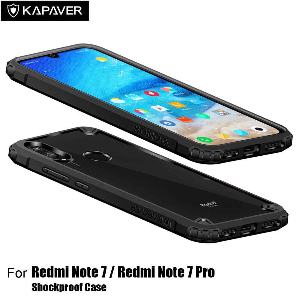 KAPAVER прозрачный гибридный жесткий чехол для Redmi Note 7/Redmi Note 7 Pro TPU бампер ударопрочный защитный задний Чехол