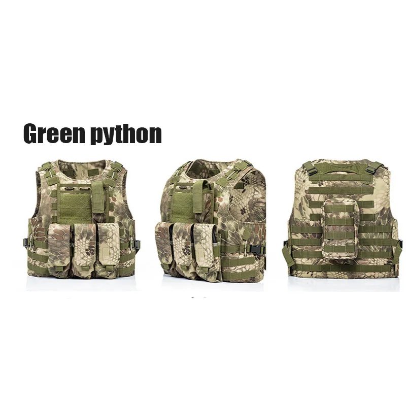 GREEN PYTHON USMC страйкбол CS Военный Тактический Жилет Molle Боевая штурмовая пластина Перевозчик тактический жилет верхняя одежда охотничий жилет 6 цветов - Цвет: GREEN PYTHON
