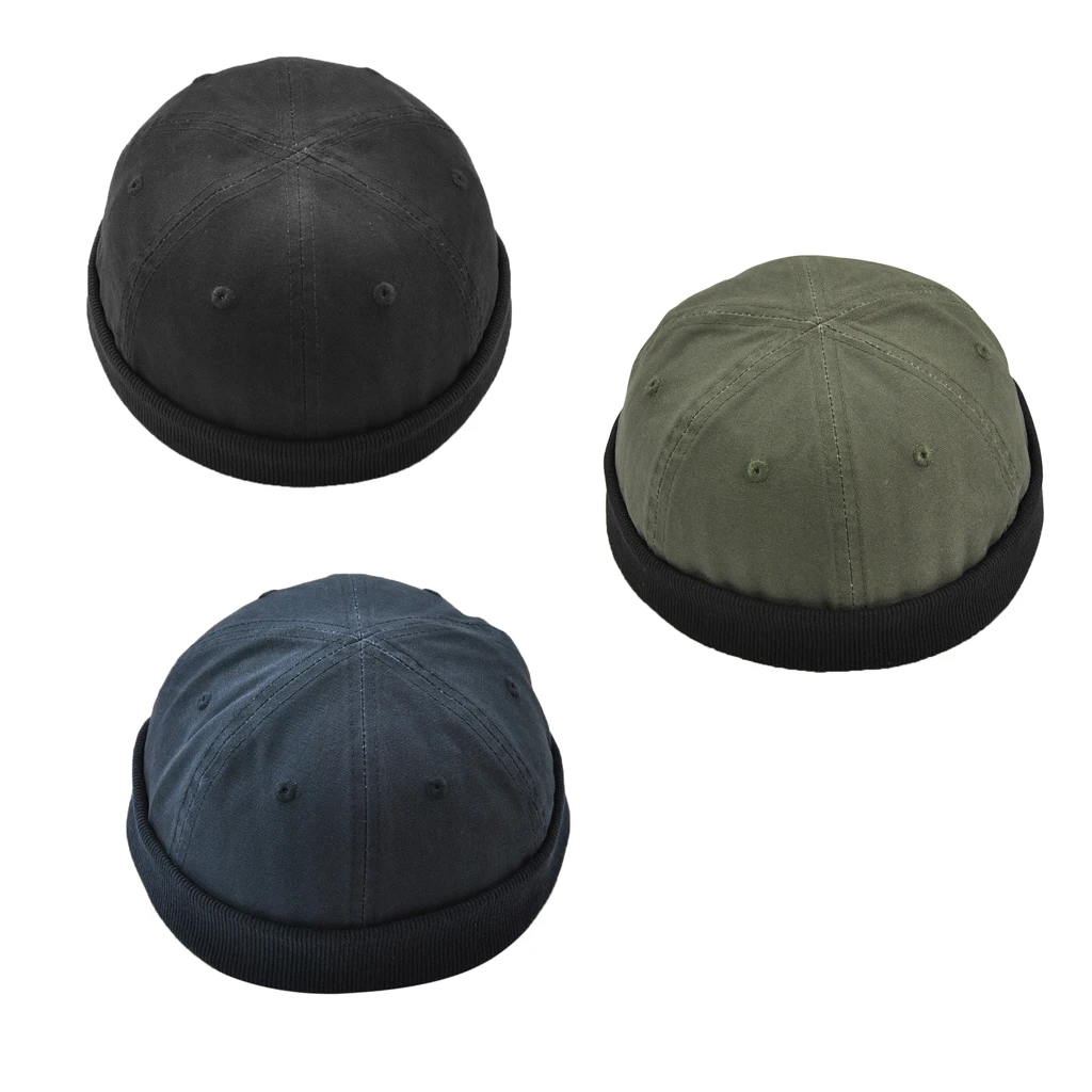 Fishing Hat Funny Rolled Brimless Oriental Sailor Worker Cap Skull Cosplay Dance Hat Costume Adjustable Size Strap Fishing Caps
