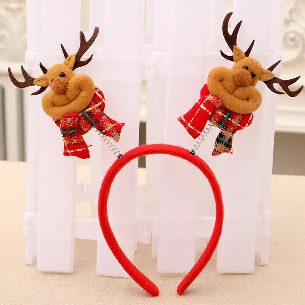 C Cute Christmas themed Santa headband snowman deer horn Non-woven children's head closure Christmas gift home decoration - Цвет: C