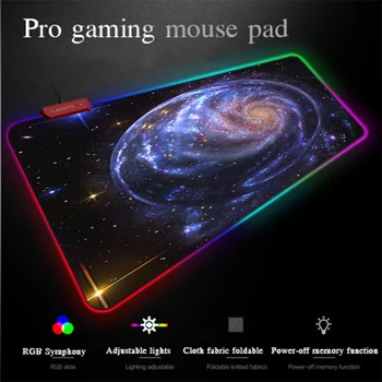 

Yuzuoan Cosmic Blue Star Large RGB Gaming Mouse Pad LED Lighting Backlight Locking Carpet Mat Custom LOGO Size Picture Mouse Pad