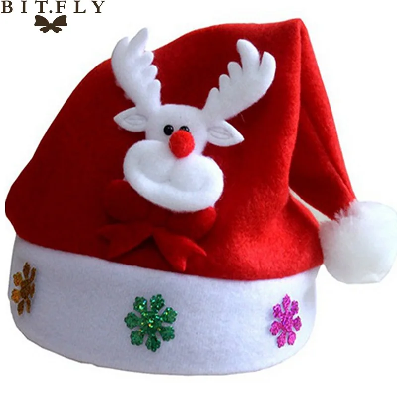 BITFLY новогодний фестиваль, подарок для детей, Рождественская шапка со светодиодами Санта-Клаус, снеговик, лось, светодиодные шапки, Рождественское украшение для дома - Цвет: Elk  No Led