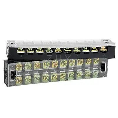 

Dual 10 Position 600V 25A Barrier Terminal Strip 2 Pcs