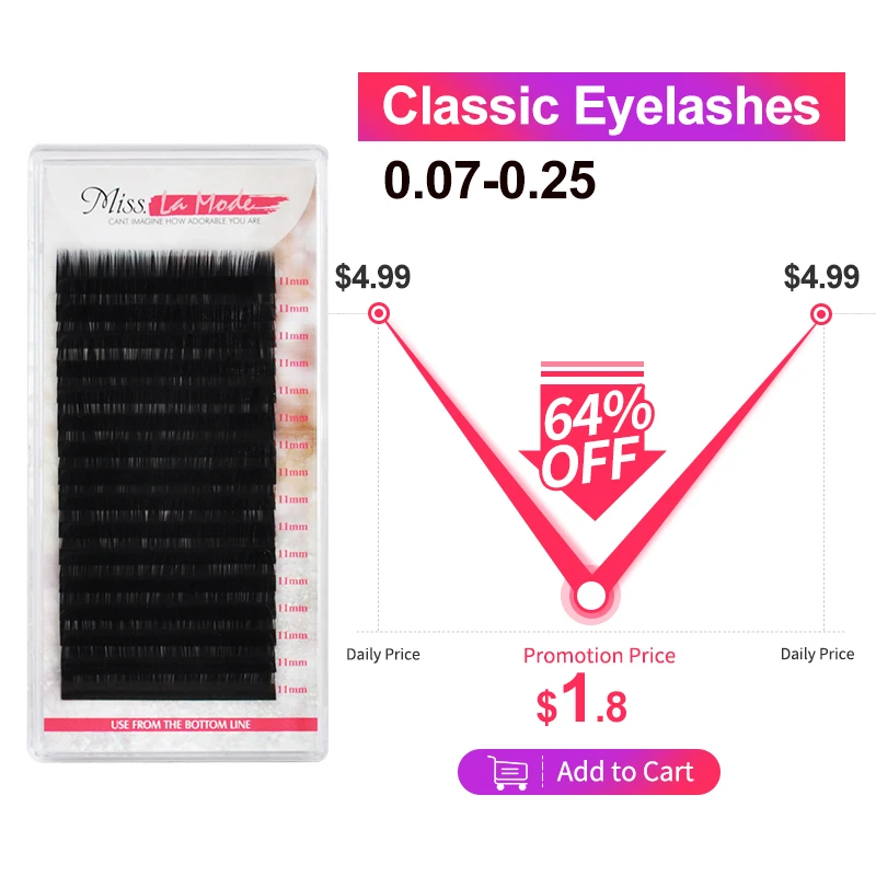 Misslamode 16rows/tray  russian volume eyelash extensions supplies lashes extension individual eyelashes extensions
