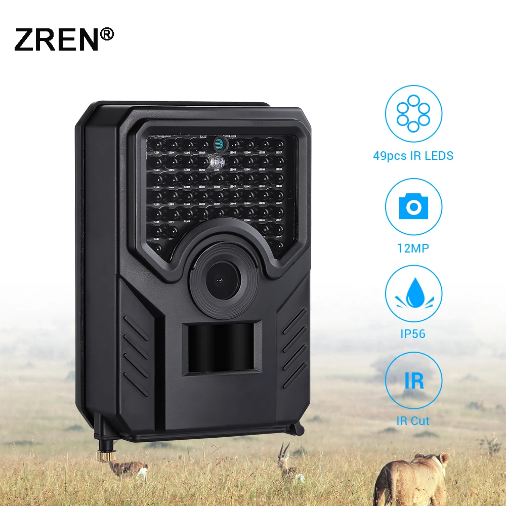 

ZREN ZR200 Camera Trail 12MP 49pcs 940nm IR LED Hunting Camera IP56 Waterproof 18650 Battery Wild Camera Night Vision foto kapan