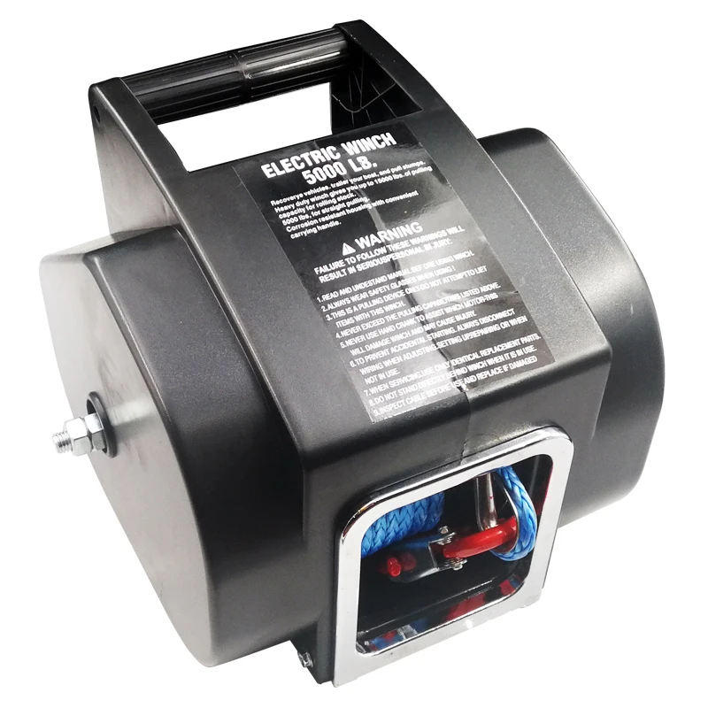 12v 5000lbs Marine Winch Nylon Rope/wire Rope Winch For Field Rescue
