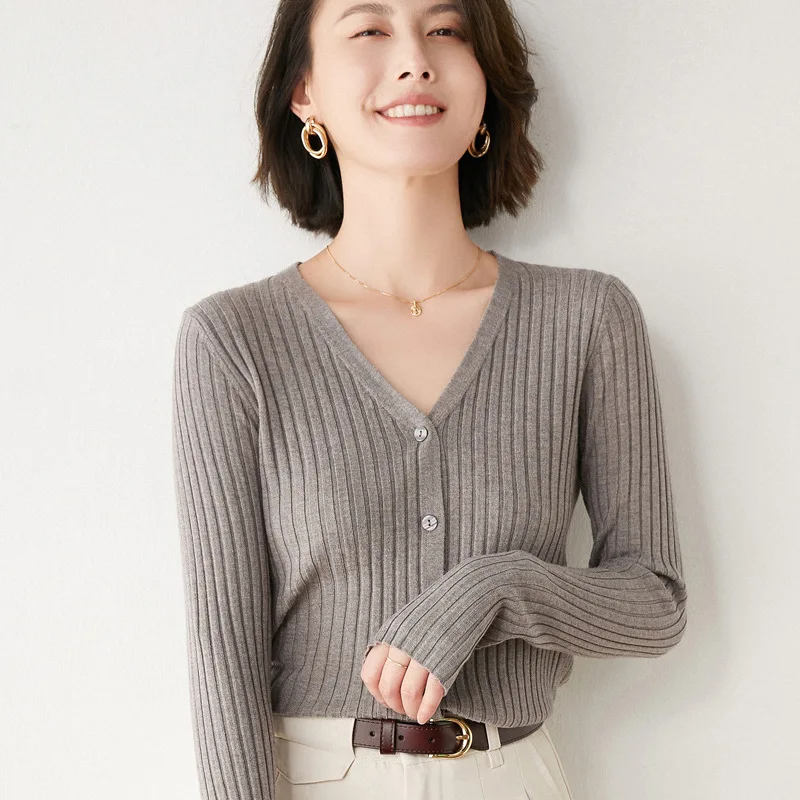 

2022 Basic V-neck Solid Autumn Winter Sweater Pullover Women Female Knitted Sweater Slim Long Sleeve Badycon Sweater Cheap