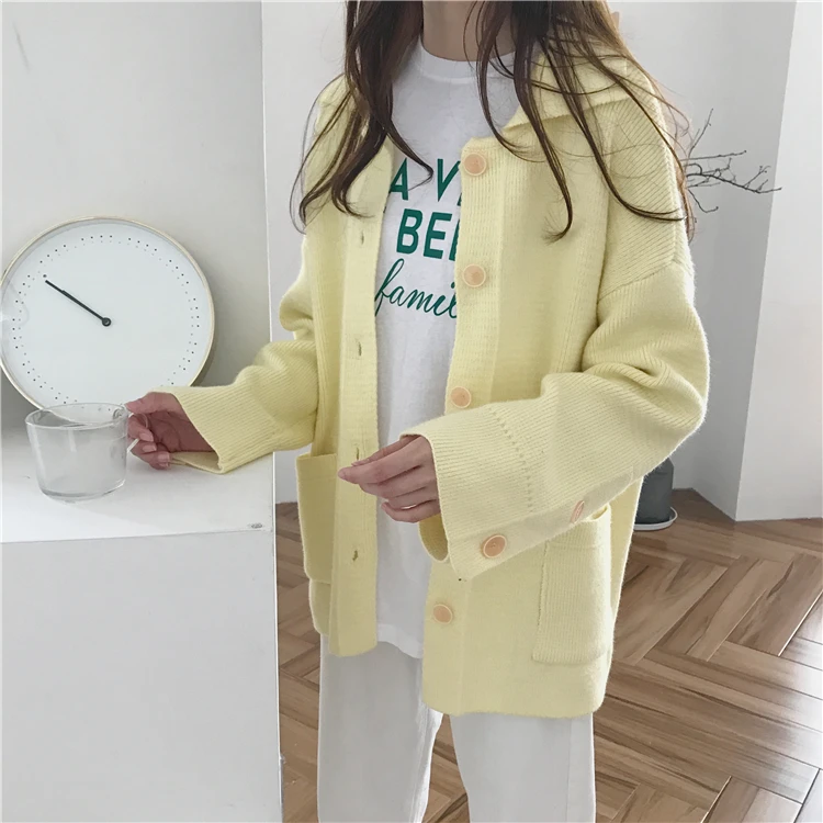 Ulzzang, студенческий стиль, шикарный некрупный Кардиган для девочек, вязаный свитер, женские свитера, Kawaii, Женская Корейская одежда Harajuku, женская одежда