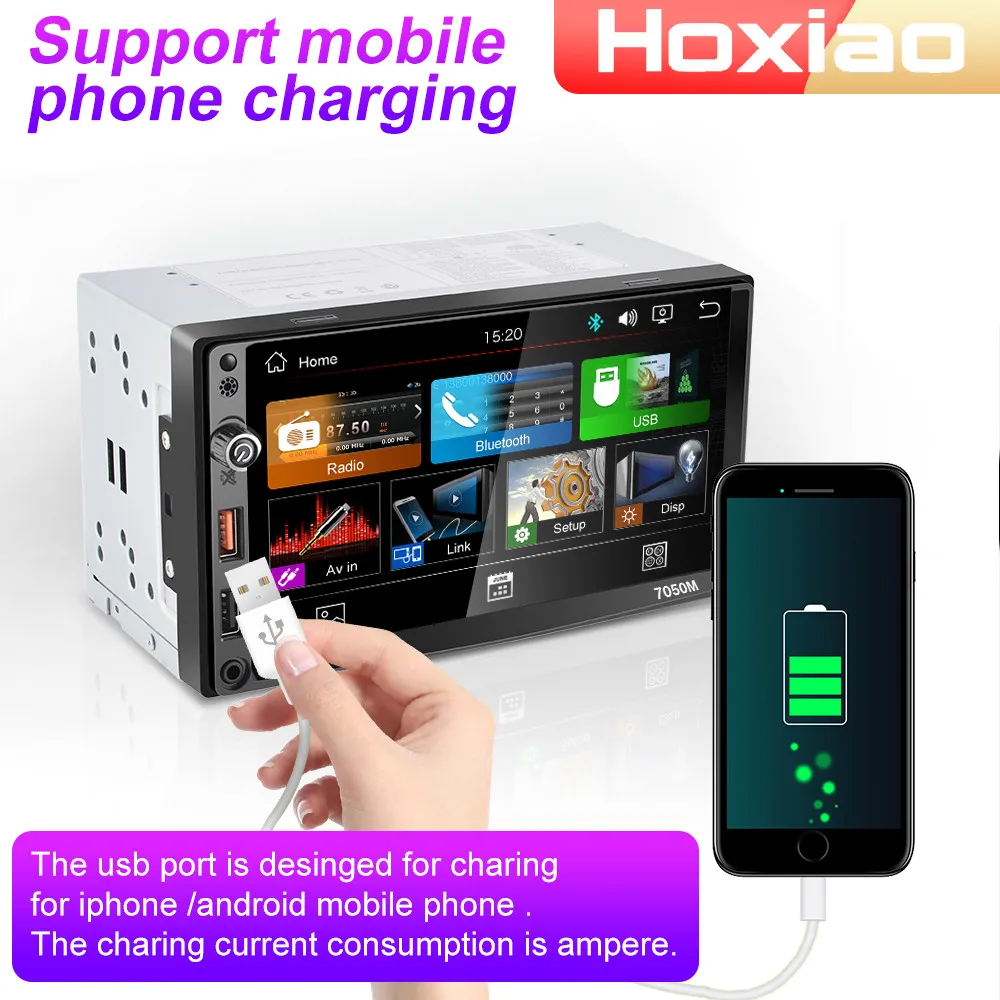 Автомагнитола 2 DIN с поддержкой Mirror Link (для телефонов Android) емкостным сенсорным