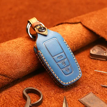 

Handmade Leather Key Case Cover For Toyota Camry Corolla C-HR CHR Prado RAV4 Prius 2018 2019 2020 2/3 Buttons