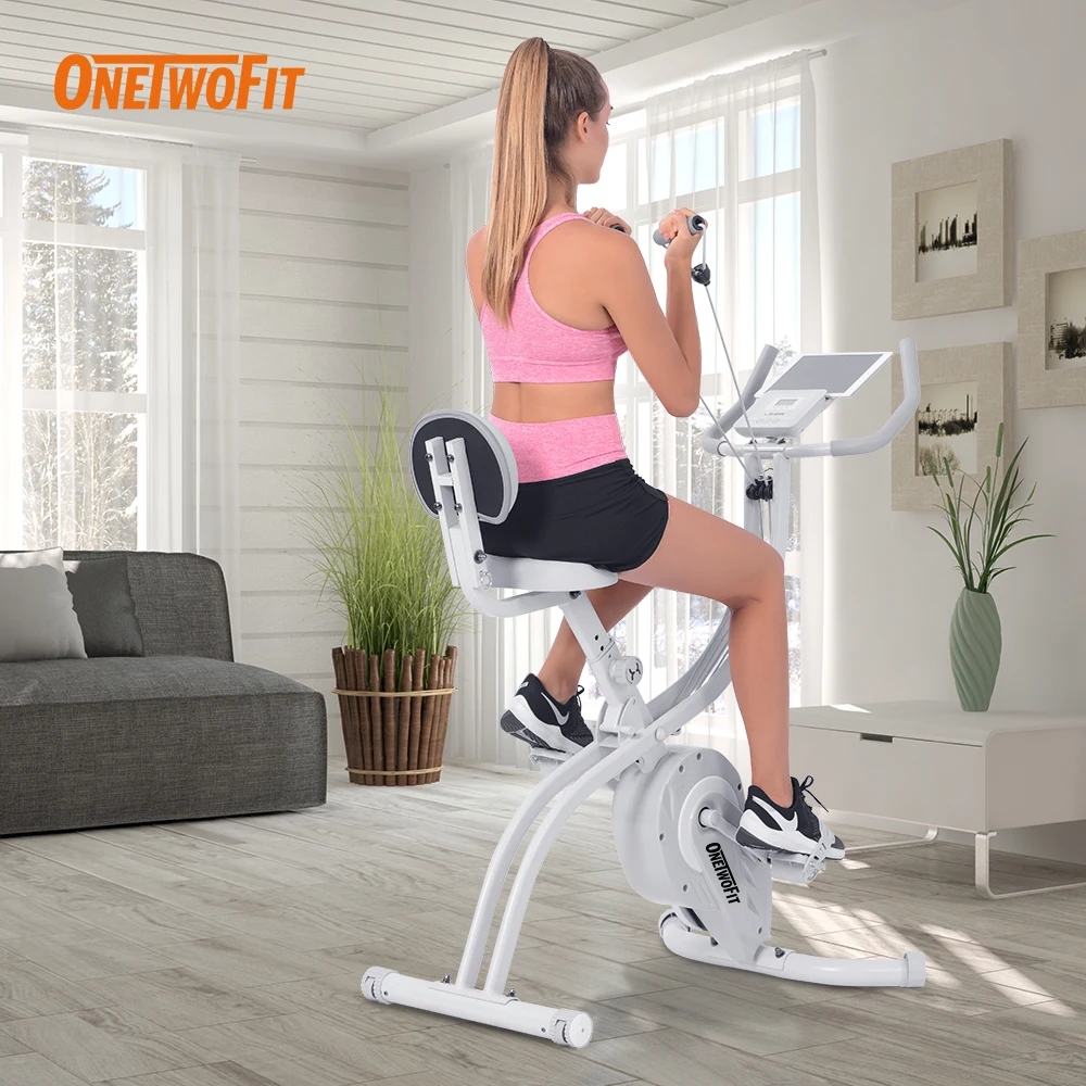 

ONETWOFIT Folding Exercise Bike Bicicleta Spinning Estatica Indoor Cycling Bike Stationary Bike with LCD Monitor Home Trainer