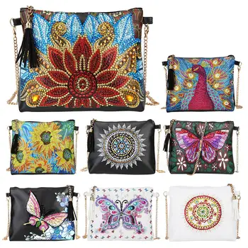 

Flap Chain Crossbody Bags for Women 2019 Fashion Square Casual Bag Female DIY Special Shaped Diamond Painting PU Leather Clutch