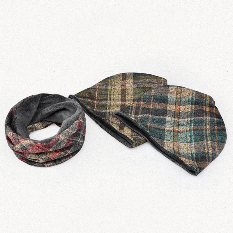 Зимние теплые шапки Skullies Beanies, женские шапки в клетку, мужские уличные Непродуваемые шапки, модная шапка двойного назначения, унисекс плюс бархатная шапка