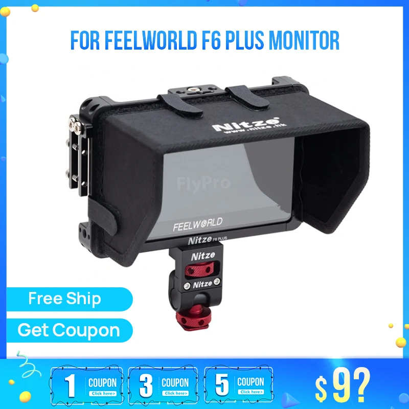 Nitze 5 &quotкомплект клетки для монитора Feelworld F6 Plus с зажимом кабеля HDMI солнцезащитный