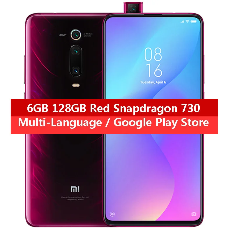 Red 6GB 128GB Xiaomi mi 9T 6 ГБ 128 мобильный телефон Snapdragon 730 48MP AI сзади Камера 4000 мА/ч, 6,3" AMOLED Дисплей mi UI глобальная версия - Color: Red 6GB 128GB