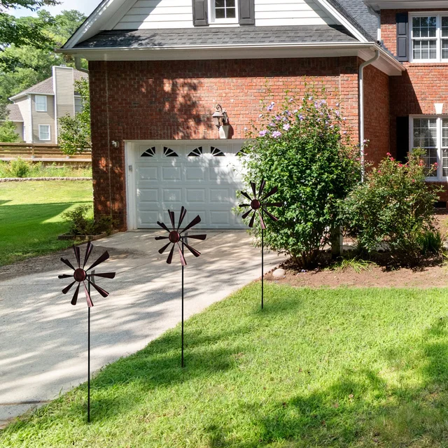 Egyedi Vas Forgó Fém Szélmalom Szélcsalád Kültéri Kert Retro Szél Fonó Szélfogókert Kerti Udvar Terasz Gyep Dekoráció - Image 3