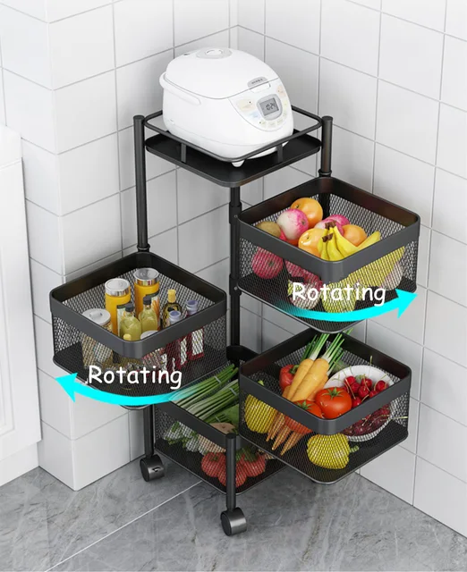 Storage Rack, Kitchen Rotating Vegetable Rack Floor-Standing Multi-Layer Kitchen  Storage Rack, Household Storage Shelf - AliExpress