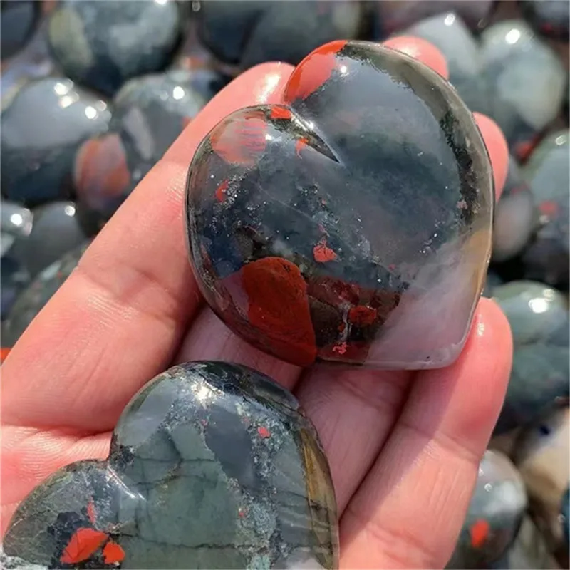 Hot Selling Hand Carved Crystals Crafts Gemstone Natural Bloodstone Heart Shaped Stones For Buyer 6